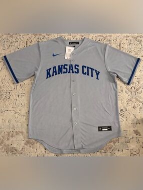 Nike Authentic Kansas City Royals MLB Baseball Gray Jersey Men’s Size: Large